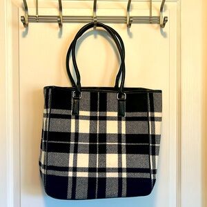 Banana Republic plaid black and white tote bag